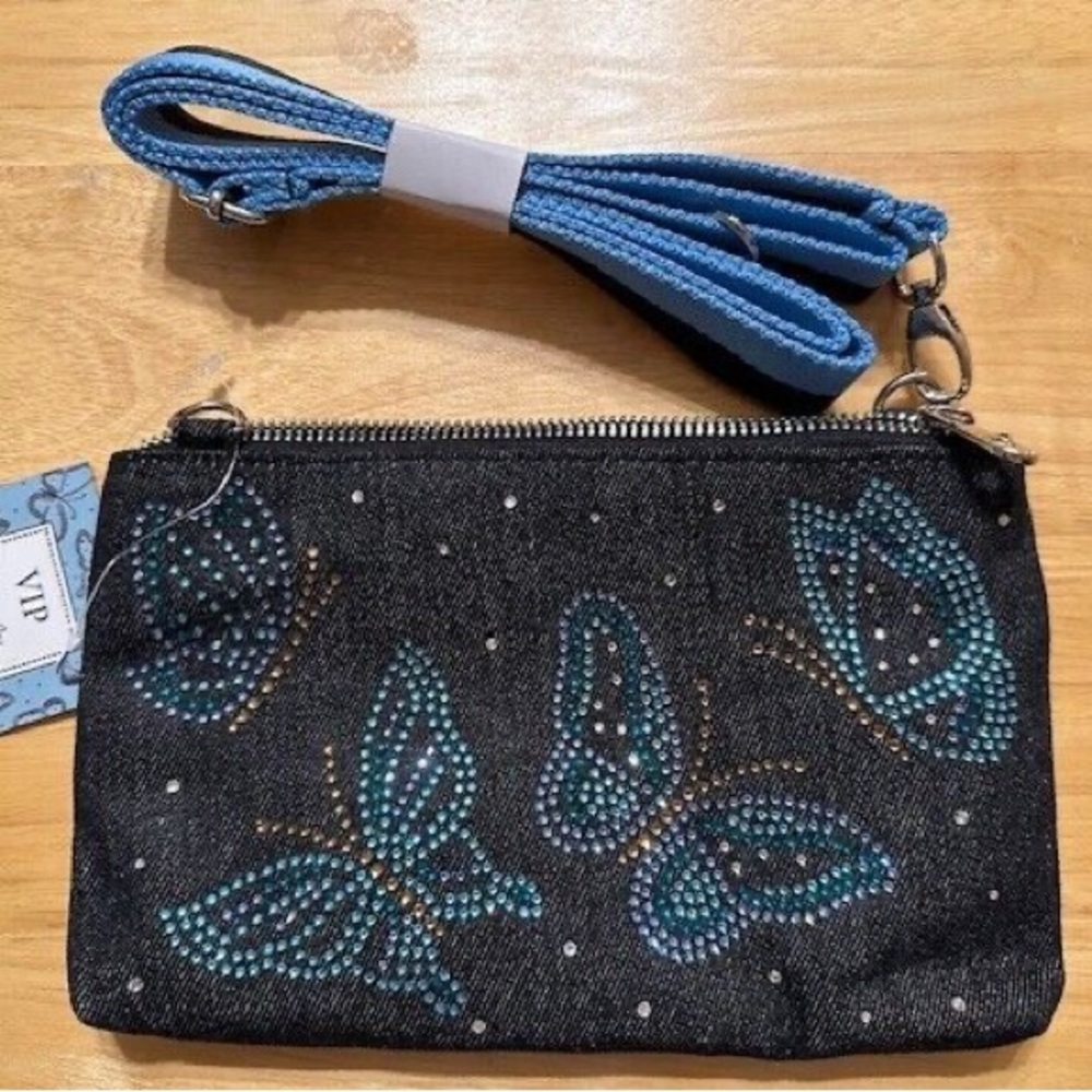 Brighton Black and Blue Butterfly Wristlet